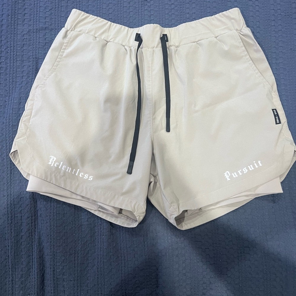 ASRV Tan Athletic Shorts with Elastic Waistband